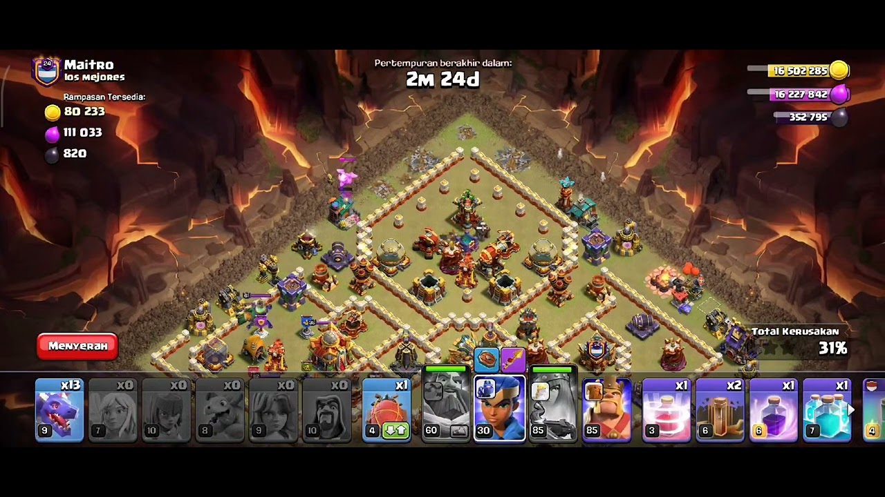 (COC) Live att, CWL TH14 VS TH16. 