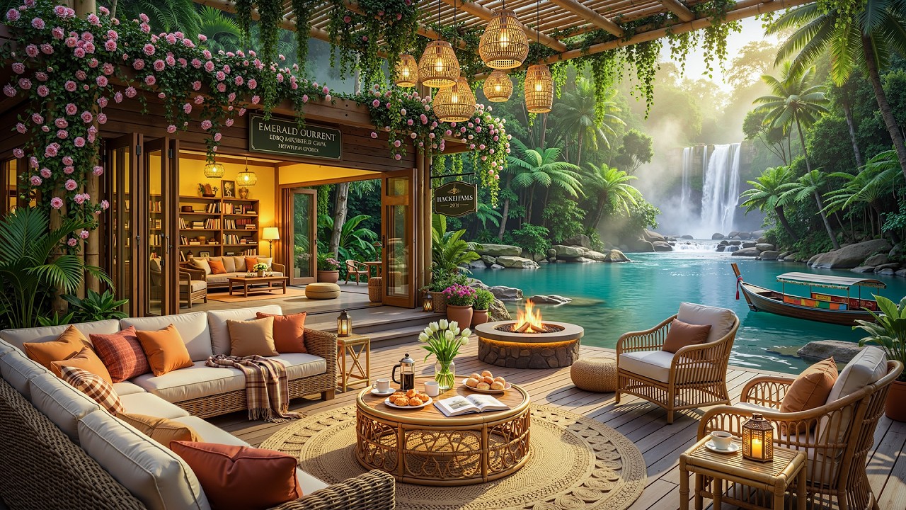 Cozy Forest Reading Café Jazz 📖 Soft Jazz Instrumentals & Natural Sounds for Deep Focus