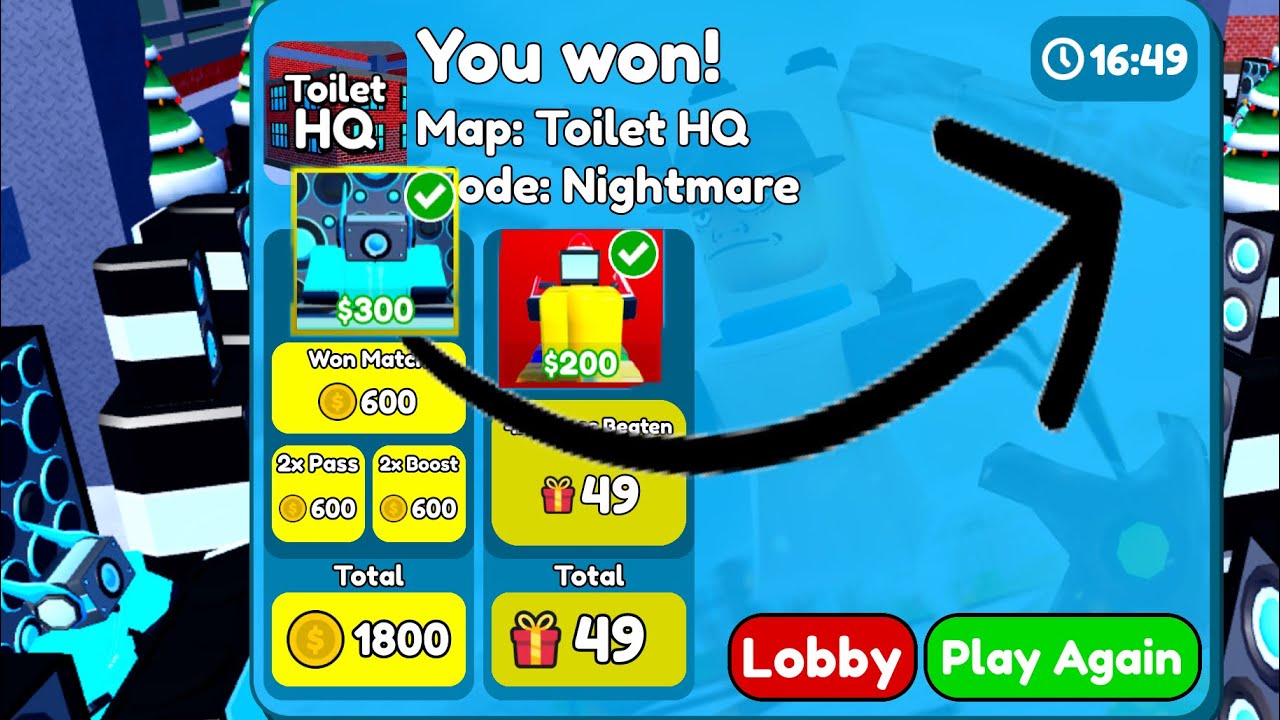 How to beat nightmare mode in 17 mins using only Frost DJ and Santa TV Man (Toilet Tower Defense)