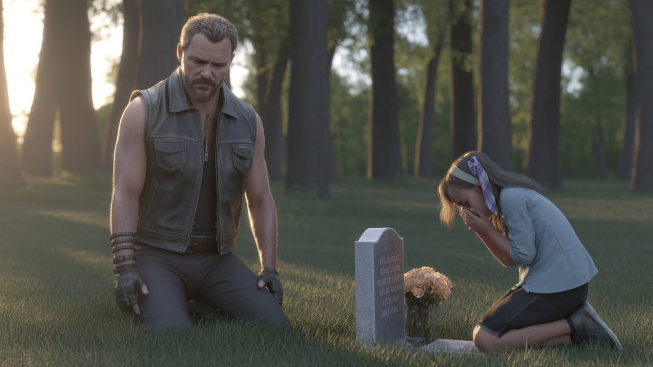 Biker Found a Little Girl Crying at His Daughters Grave When He Found Out His World Collapsed