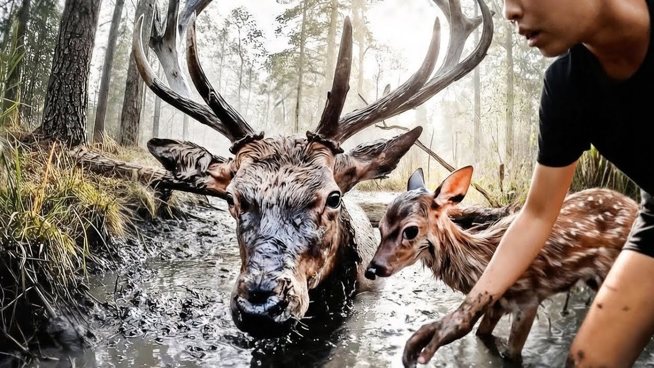 Rescue of a Deer Trapped in Mud