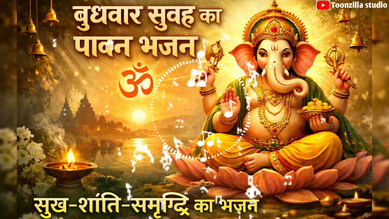 सुख–शांति–समृद्धि का भजन 🙏 | बुधवार सुबह का पावन गणपति भजन | Ganesh Bhajan Morning