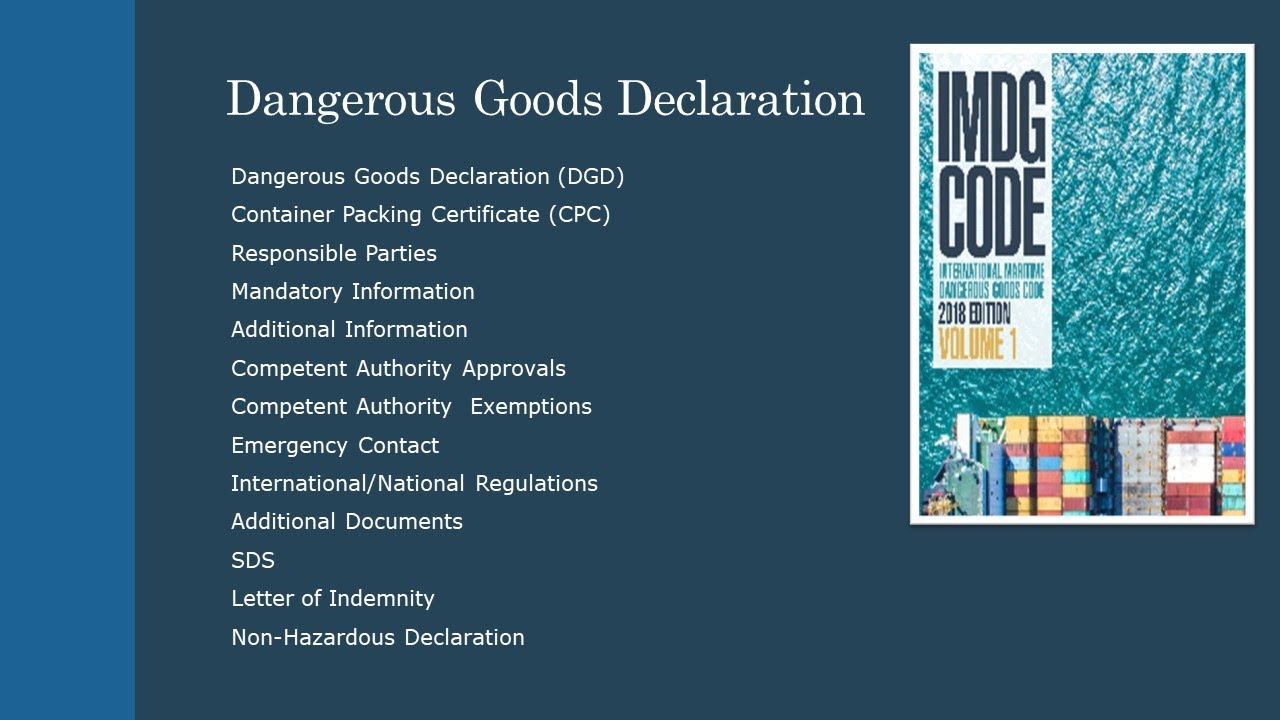 Dangerous Goods Declaration for sea transport under IMDG Code