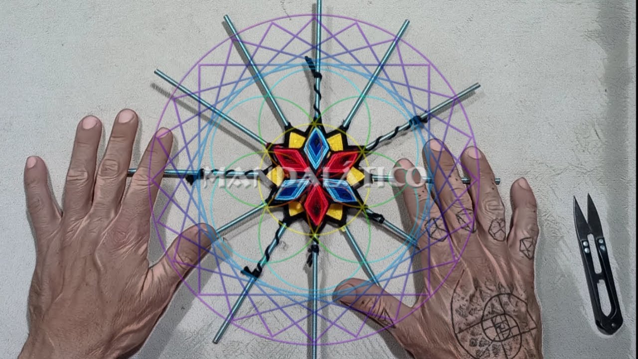 Parte 3 tutorial mandala 12 pontas, unindo as bases. #mandalatico #mandalaemfios #tutorialmandala