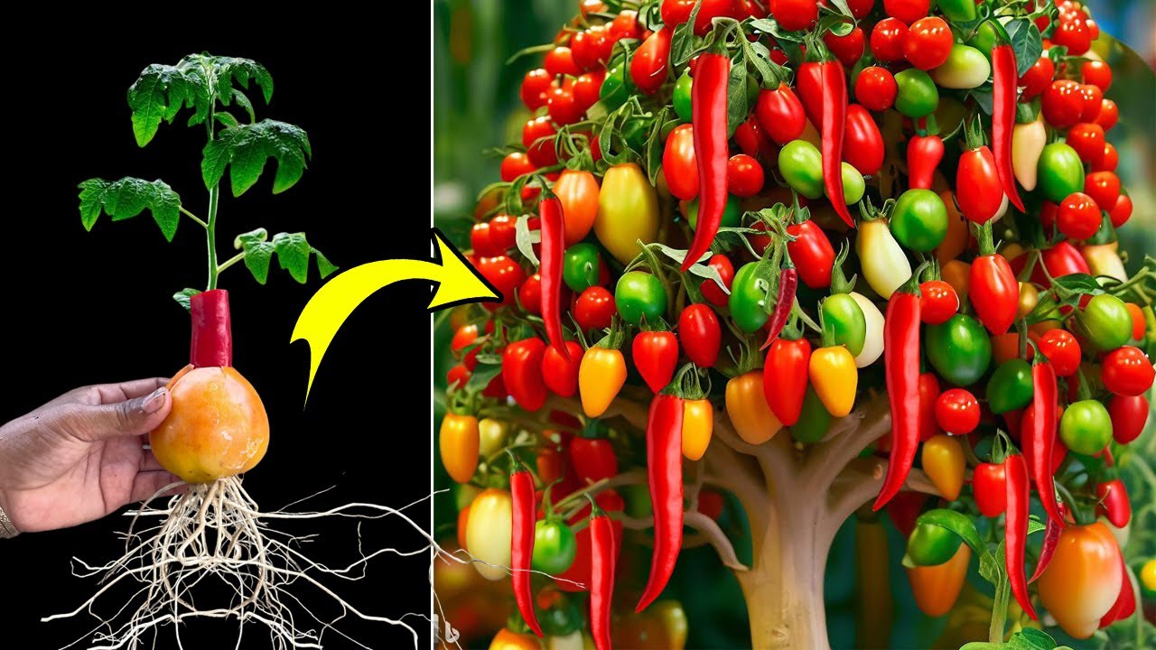 Growing Peppers with Tomatoes For garden​ at home using The weirdest technique