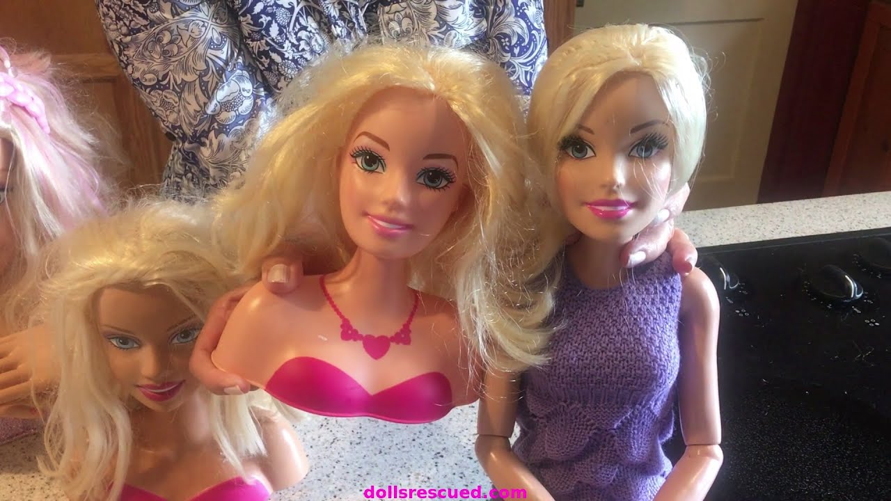 My Sized Barbie and Bratz Dolls Styling Heads Size Comparison