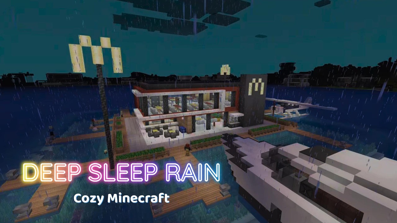 Minecraft Rain & Ocean Waves 🌧 Relaxing Night Ambience for Sleep, Study & Chill (No Music)