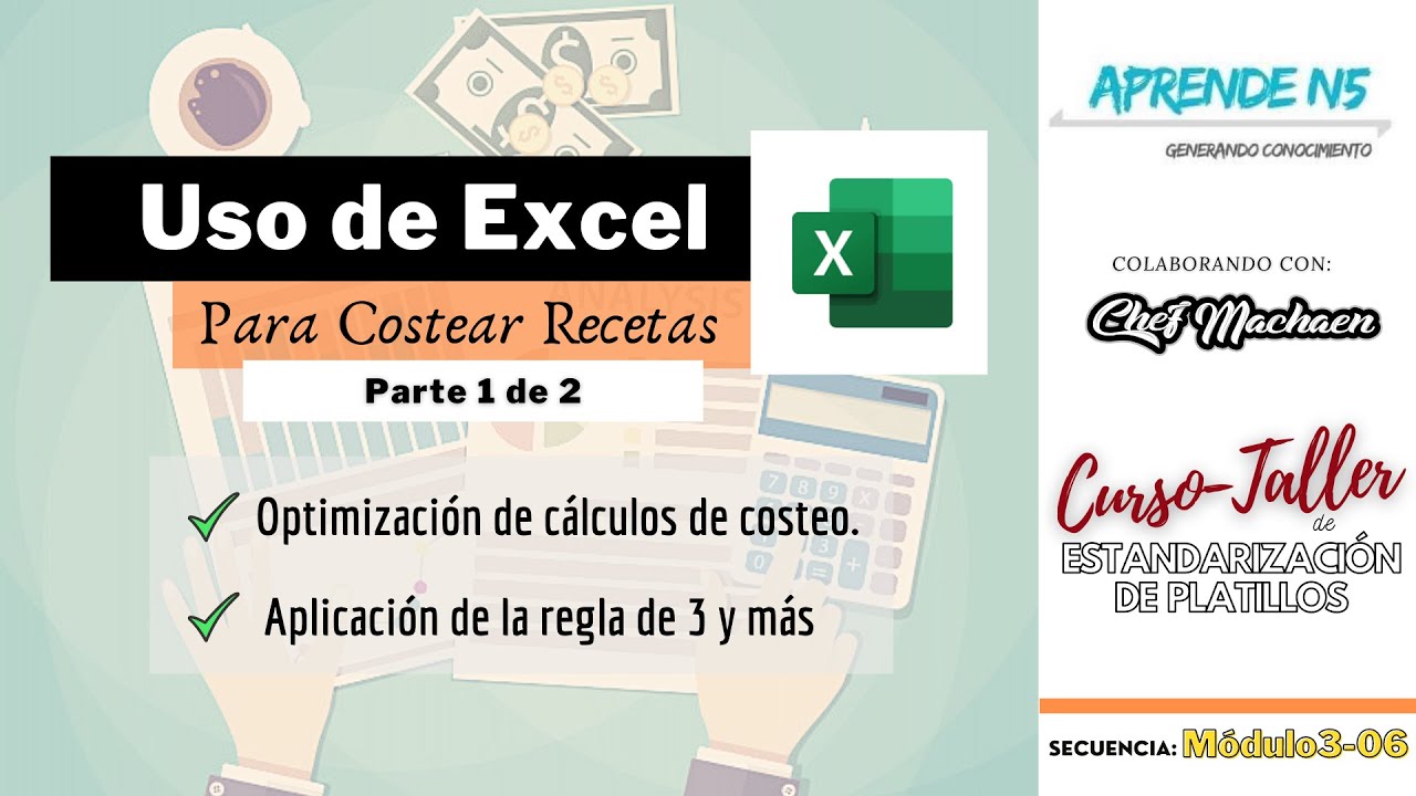 Receta Estándar en EXCEL | Costeo de Recetas | Función Truncar |Regla de tres |Módulo3-06