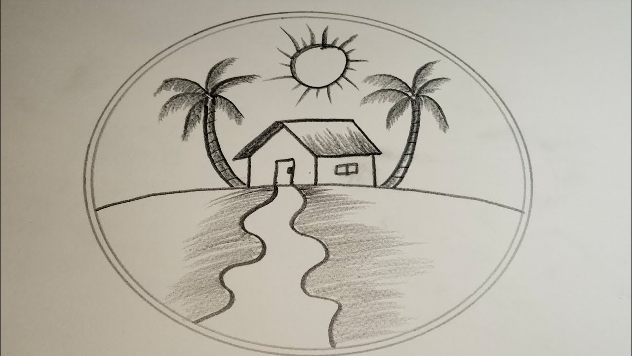 How to Sketch a Beautiful Scenery:|| Step by Step Pencil Art || by Ahmed Creative Zone ✨