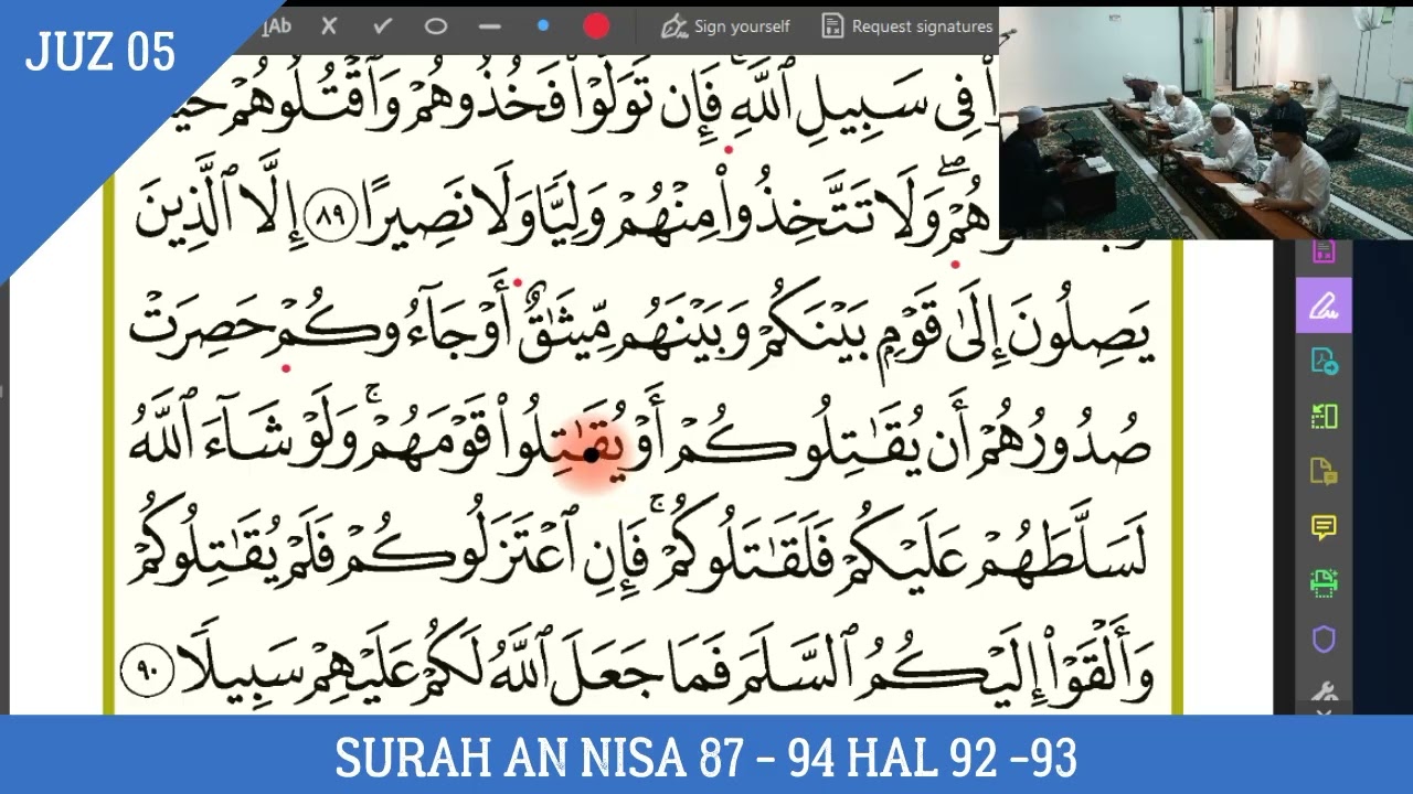 Juz-05 Halaman 92-93  Surat An-Nisa' (04) Ayat 87-94 dan Murojaah Surat Al-Baqarah (02) Ayat 49-57