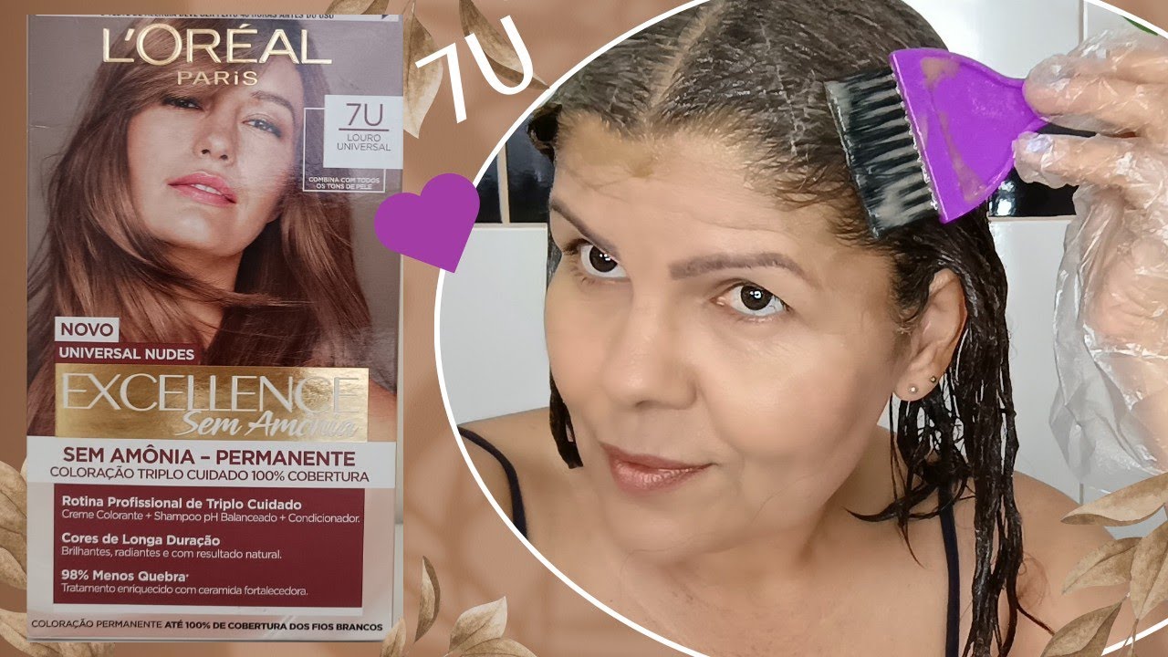 Pintei o cabelo com a NOVA tintura Loreal 7U Sem amônia // Passo a passo em casa