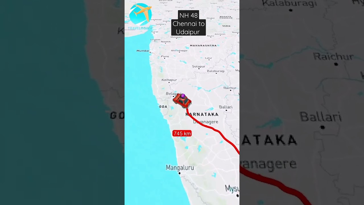 NH 48 Chennai to Udaipur States Tamil Nadu. Karnataka. Maharashtra. Gujarat. Rajasthan.🚦🚗🚑🚌🚒🚛🛻⛽🛵🚓🚧🏍️