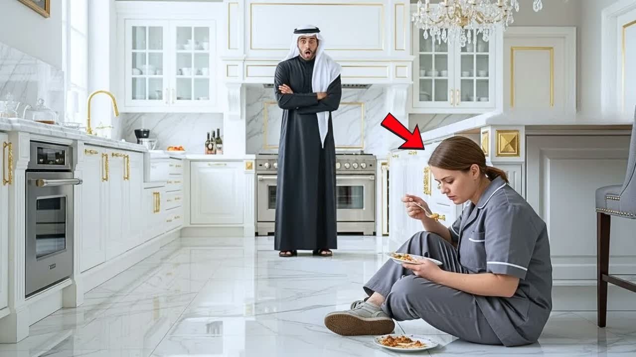 ملياردير عربي يلتقط خادمته وهي تختبئ لتأكل بقايا الطعام... ماذا فعل بعد ذلك...