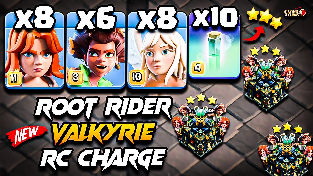 Best TH17 Attack Strategy With ROOT RIDER VALKYRIE | Th17 Root Rider Valkyrie Attack With RC CHARGE