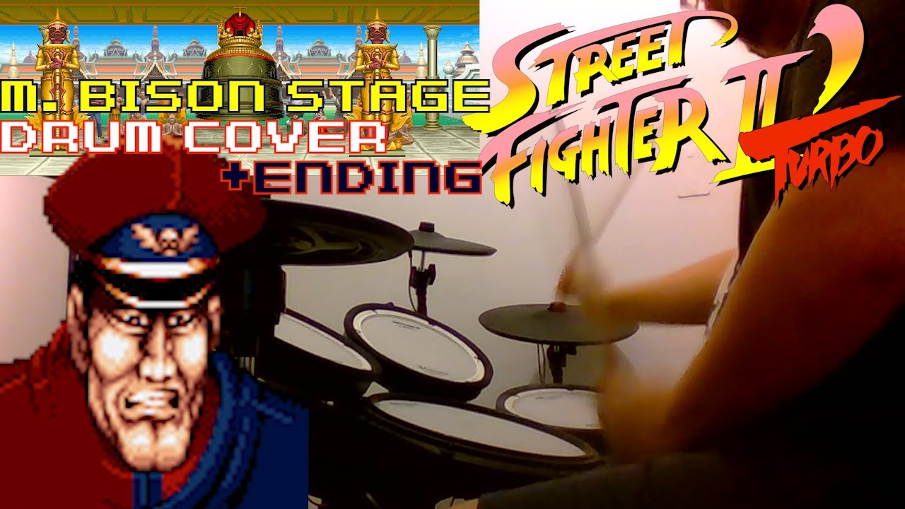 Street Fighter II Turbo (SNES) - M. Bison stage + Ending (Extended drum cover)