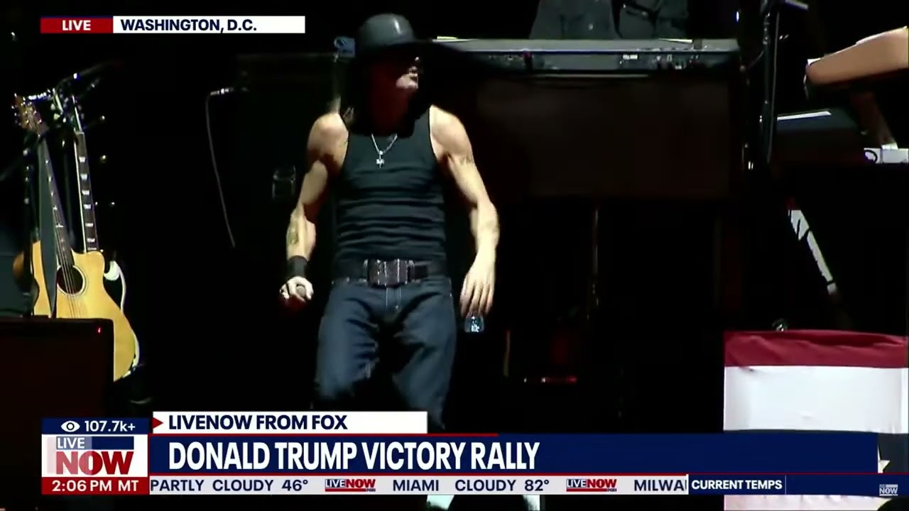 Kid Rock sings Bawitdaba at the Victory Rally for President Donald Trump