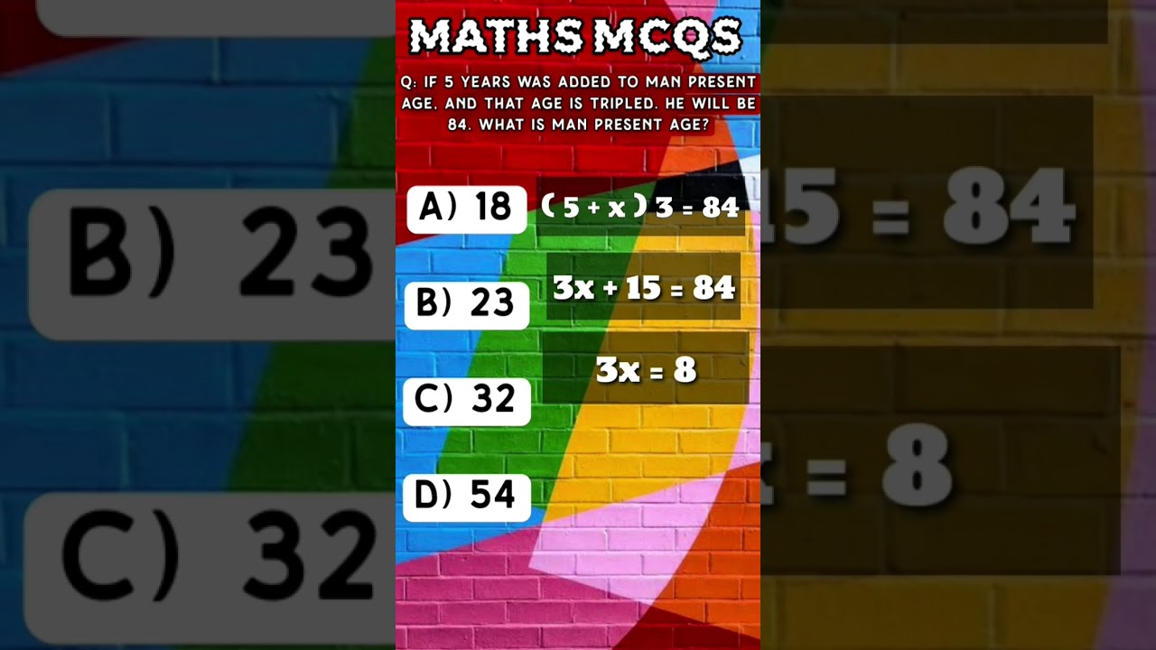 Maths mcqs age problem | #mathsmcqs #govtbooks #etea #pst #mathstricks #ageproblems