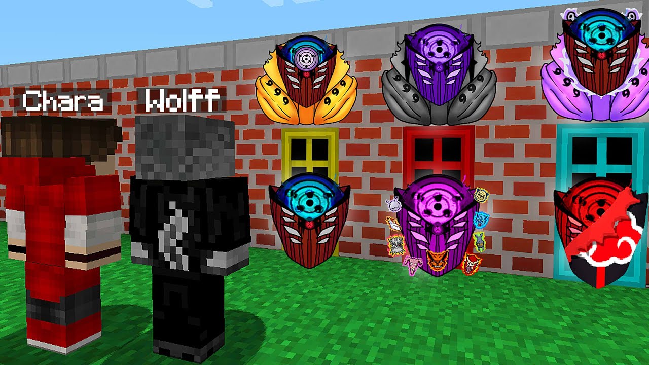 Não Escolha a Porta Errada da Nova Naruto Jedy com Deus Universal da Akatsuki VS Bijuus no Minecraft