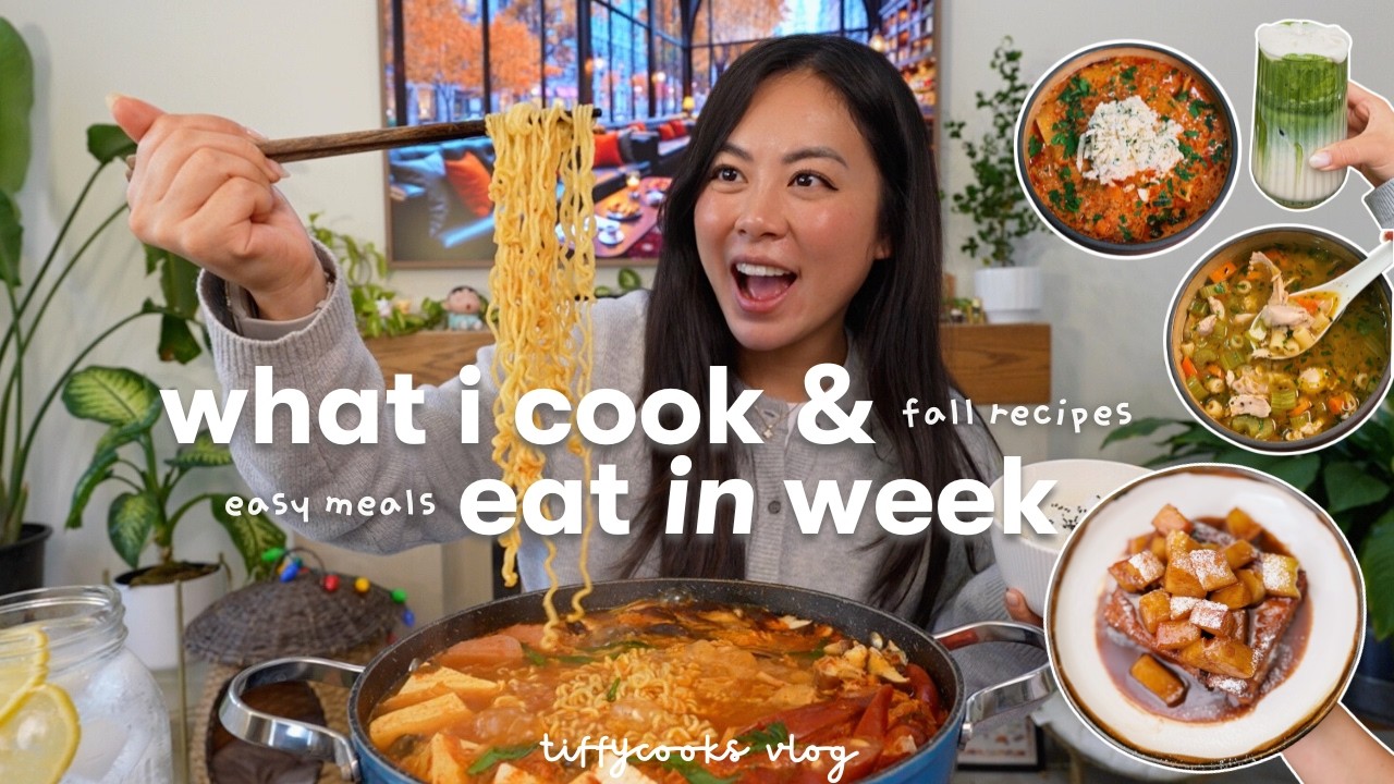 what i cook in a week 🍜  simple home cooked meals | hosting friends, skin care routine, army stew