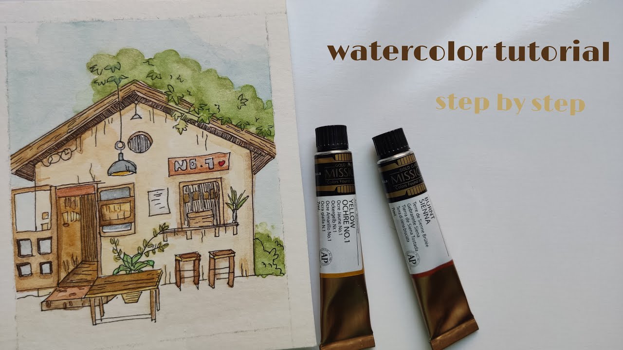 Cute House: Drawing to Painting with Watercolors : Watercolor tutorial for beginner 