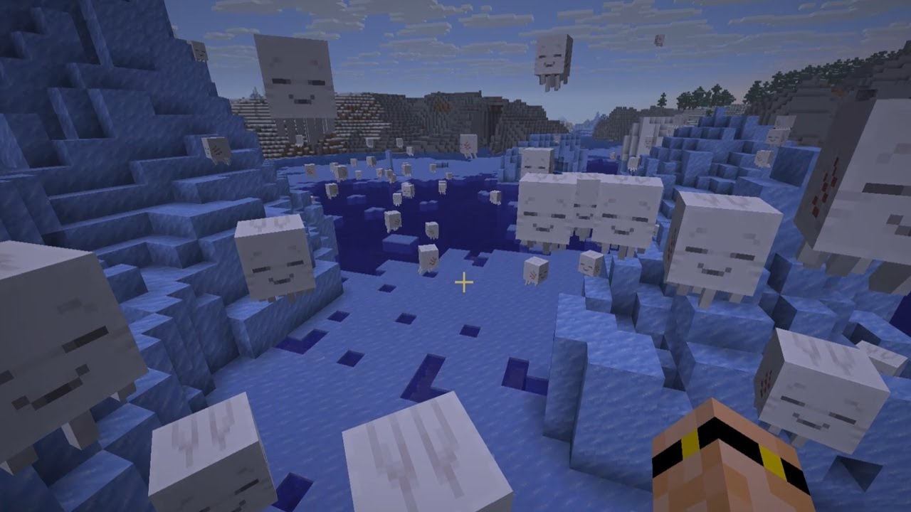 Growing Happy Ghasts in an Icy Biome in Creative Minecraft! Trapped under ice?