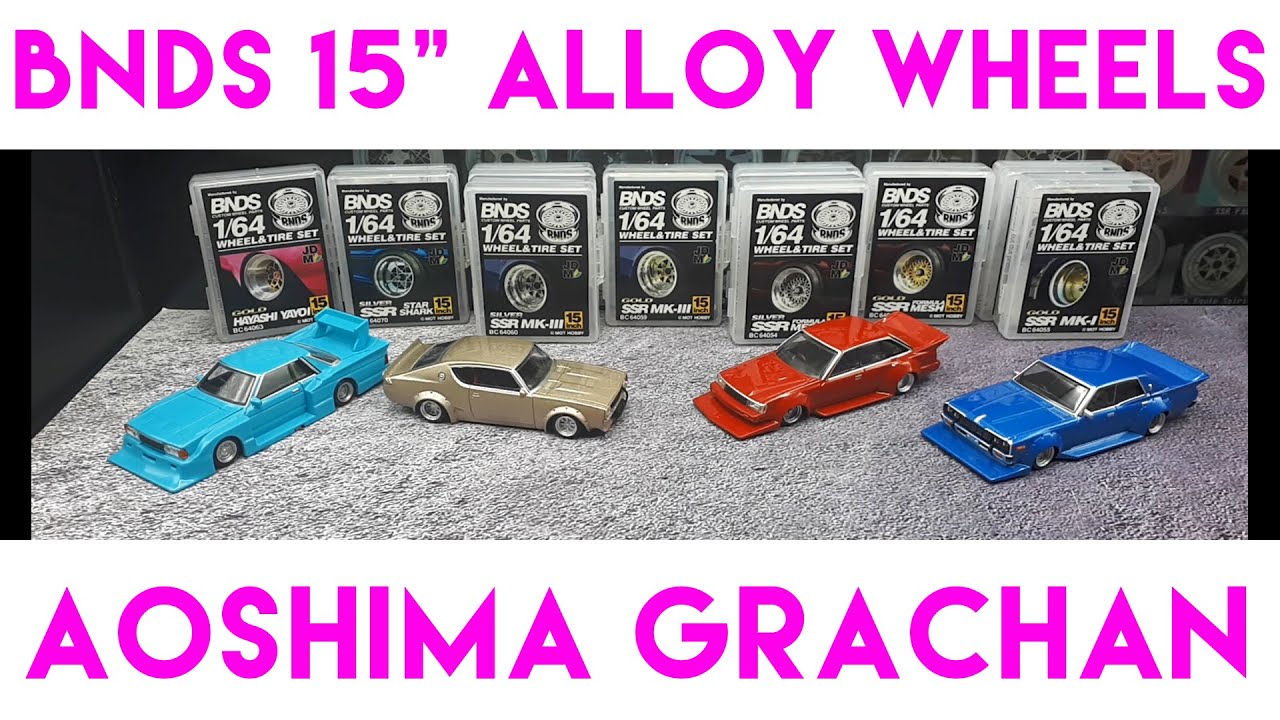 1/64 BNDS alloy 15 wheels Part 1 on Aoshima Grachan, tutorial, tips, camber & steering with putty