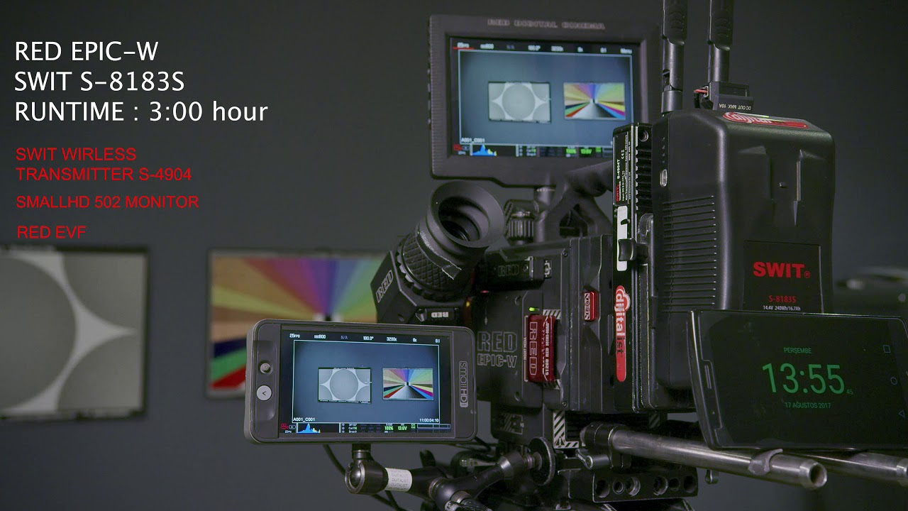 red epic-w swıt 8183 battery RUNTIME test with accessories