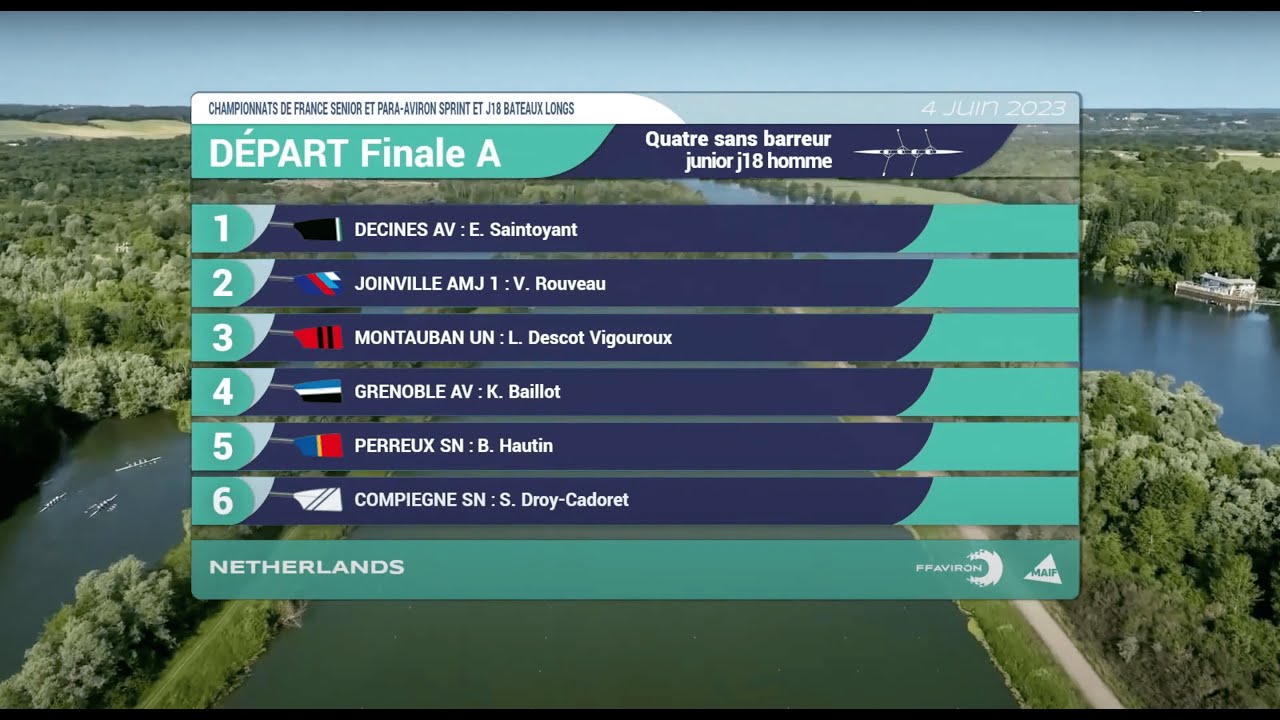 Mantes-la-Jolie 2023 - Finale A - Quatre de pointe sans barreur junior homme