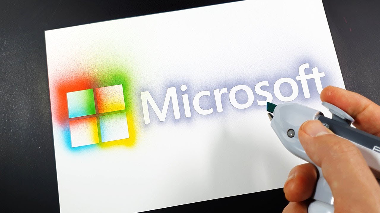 How to draw Microsoft logo with a stencil | Logo art | Stencil art