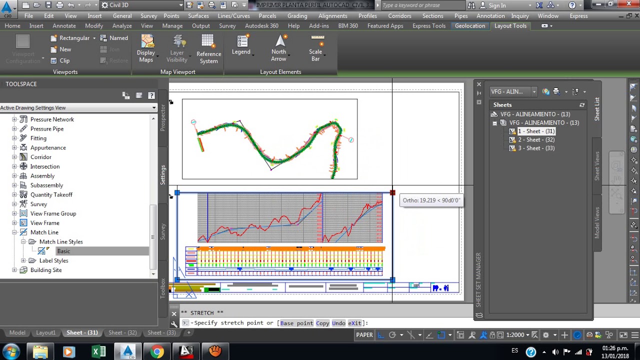 AUTOCAD CIVIL 3D PLOTEAR PLANTA Y PERFIL POR KILOMETRO