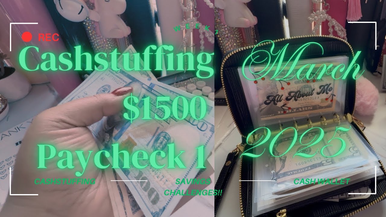 Cashstuffing my First Paycheck of March $1500 | Savings Challenge and Cash Wallet #cashbudgeter