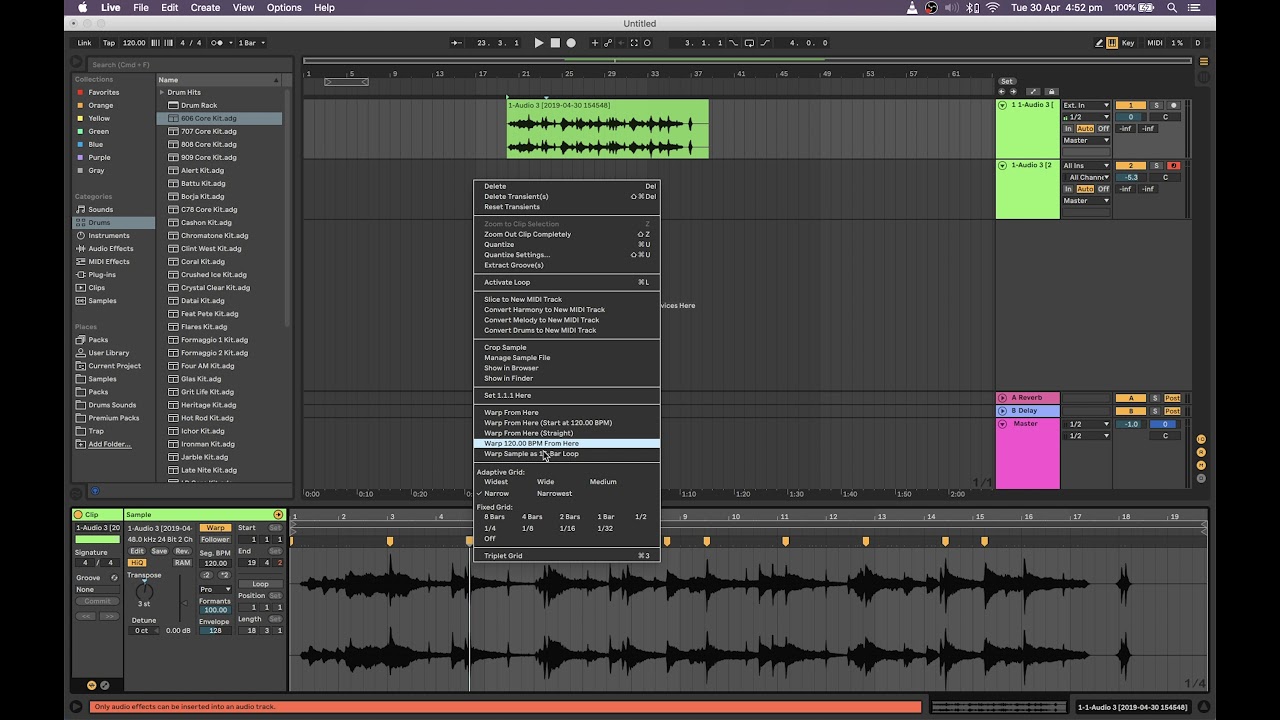 How to create a choke/mute group in Ableton for smoother chopped samples