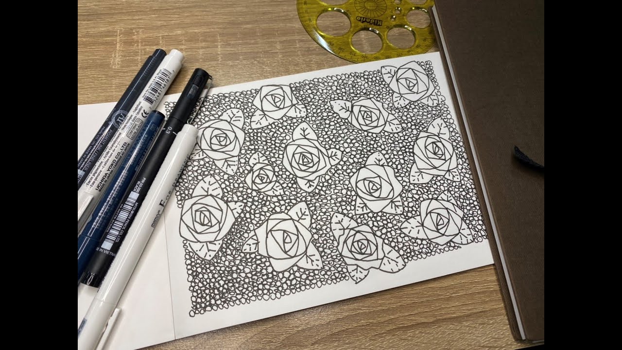 纏繞畫 玫瑰圓圈纏繞zentangle 心情放鬆 平靜心情