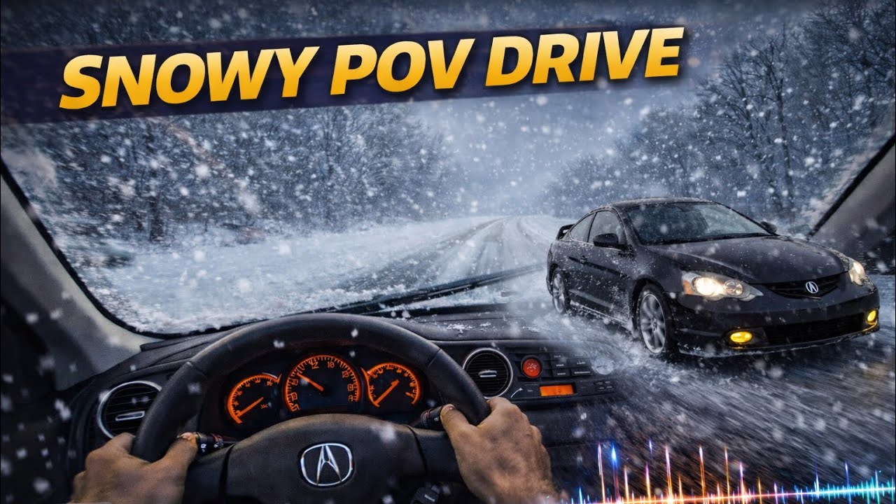 2004 Acura RSX - POV Dash Cam Drive in Heavy Snow EDM Music  (4K)