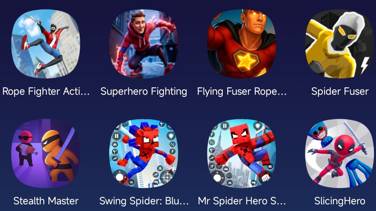 Rope Fighter Action,Superhero Fighting,Flying Fuser Rope Hero,Spider Fuser,StealthMaster,SlicingHero