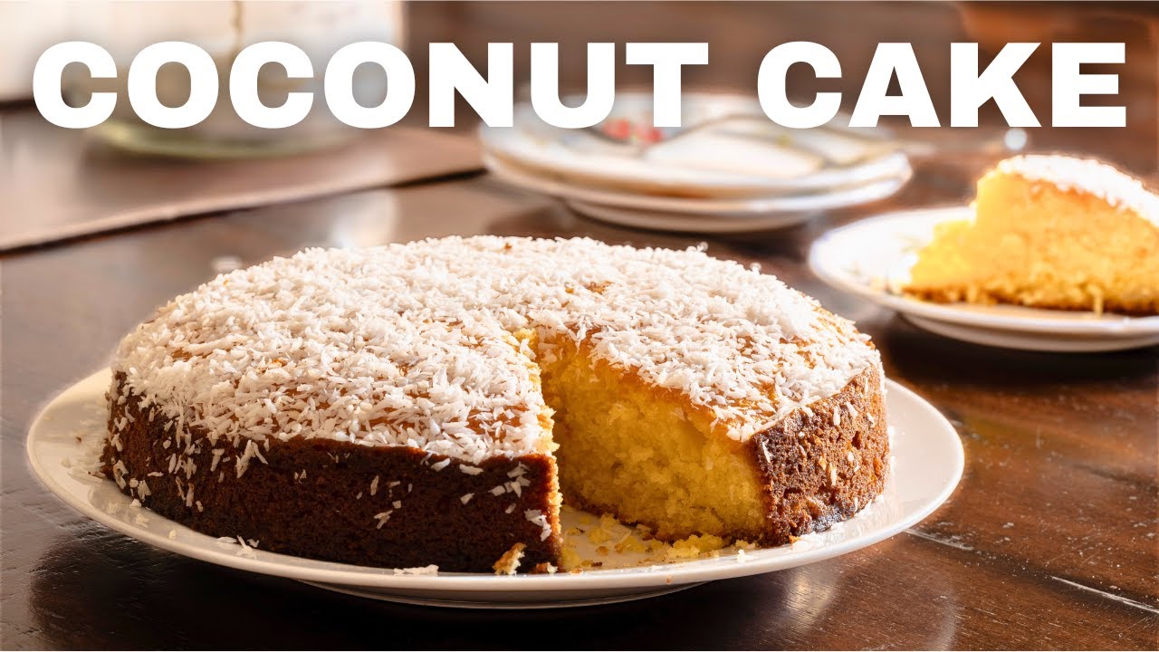 Irresistible and Moist Greek-Inspired Coconut Syrup Cake