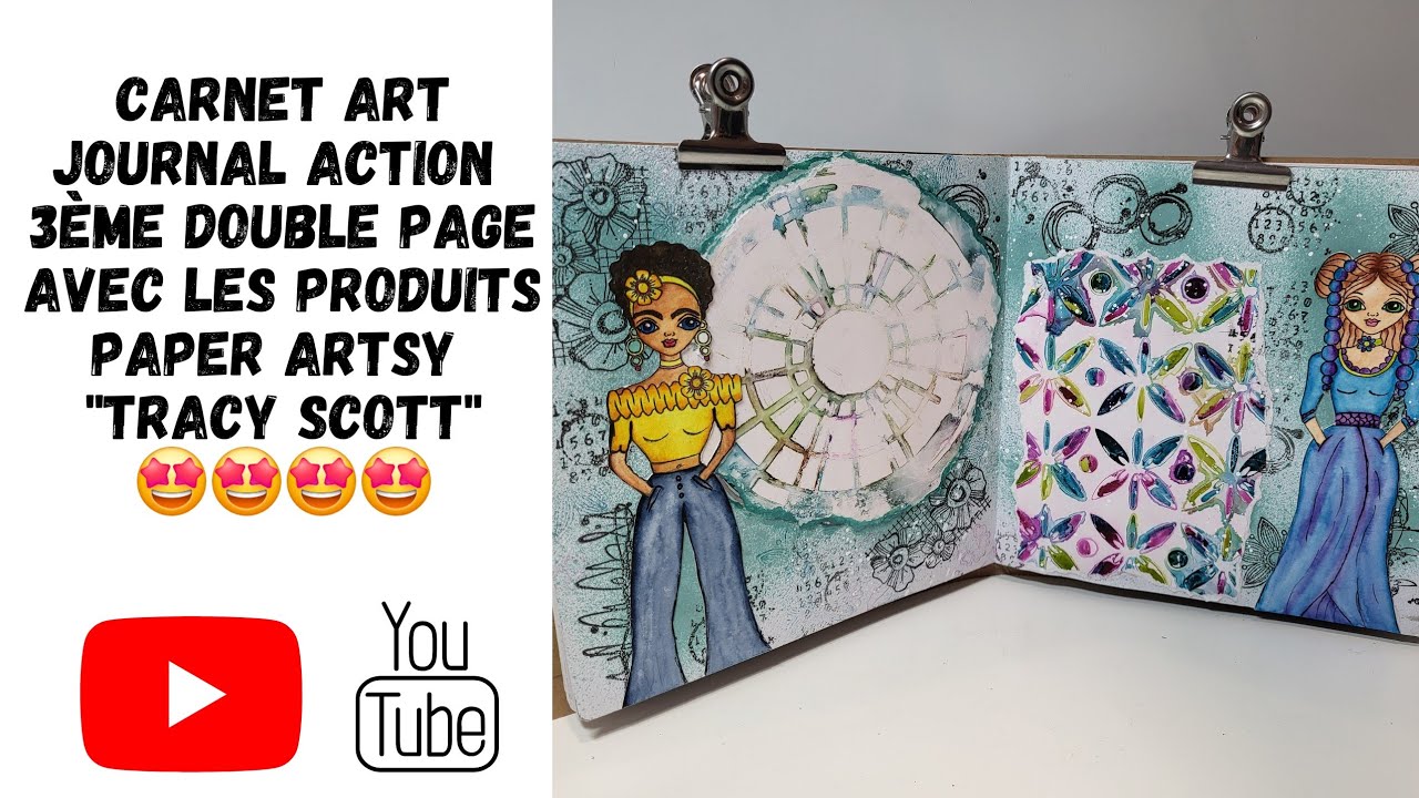 SCRAPBOOKING✨️ : CARNET ART JOURNAL @actionfrance1  3ème double page - produits @PaperArtsy  😉🤩🤩🤩🤩