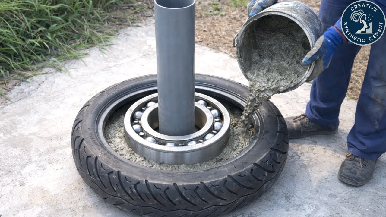 Amazing creative ideas and the art of crafting from old tires and bearings. DIY with cement at home