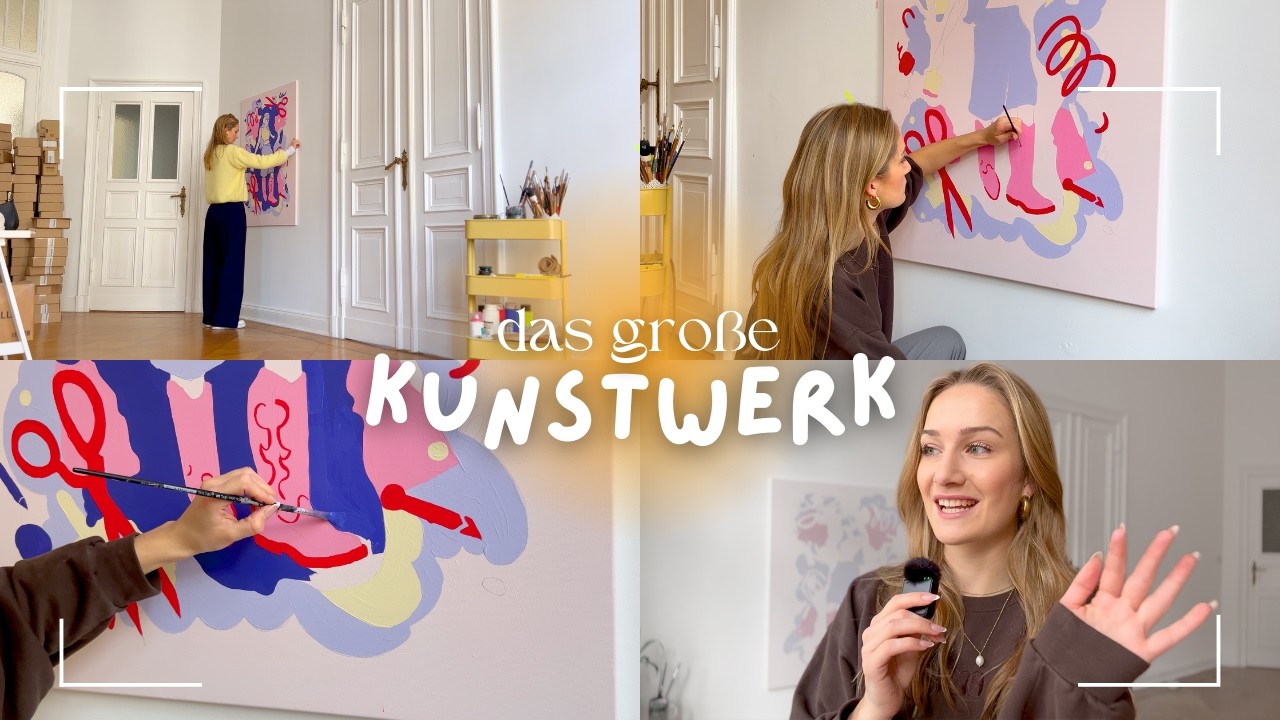 Künstlerin malt ein großes Gemälde 🖍️🥵