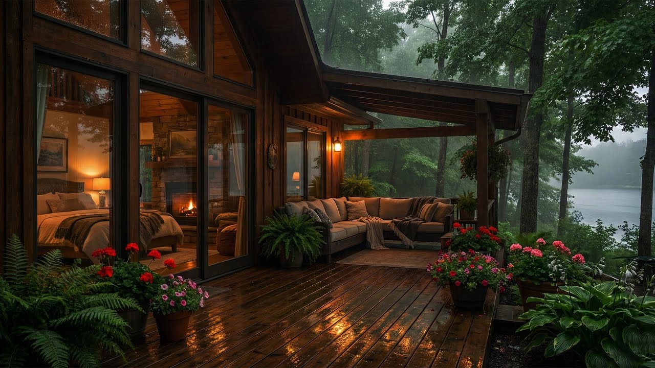 Soothing Rain on the Wooden Forest Lodge 🌧 | Calm Night Ambience for Sleep #2