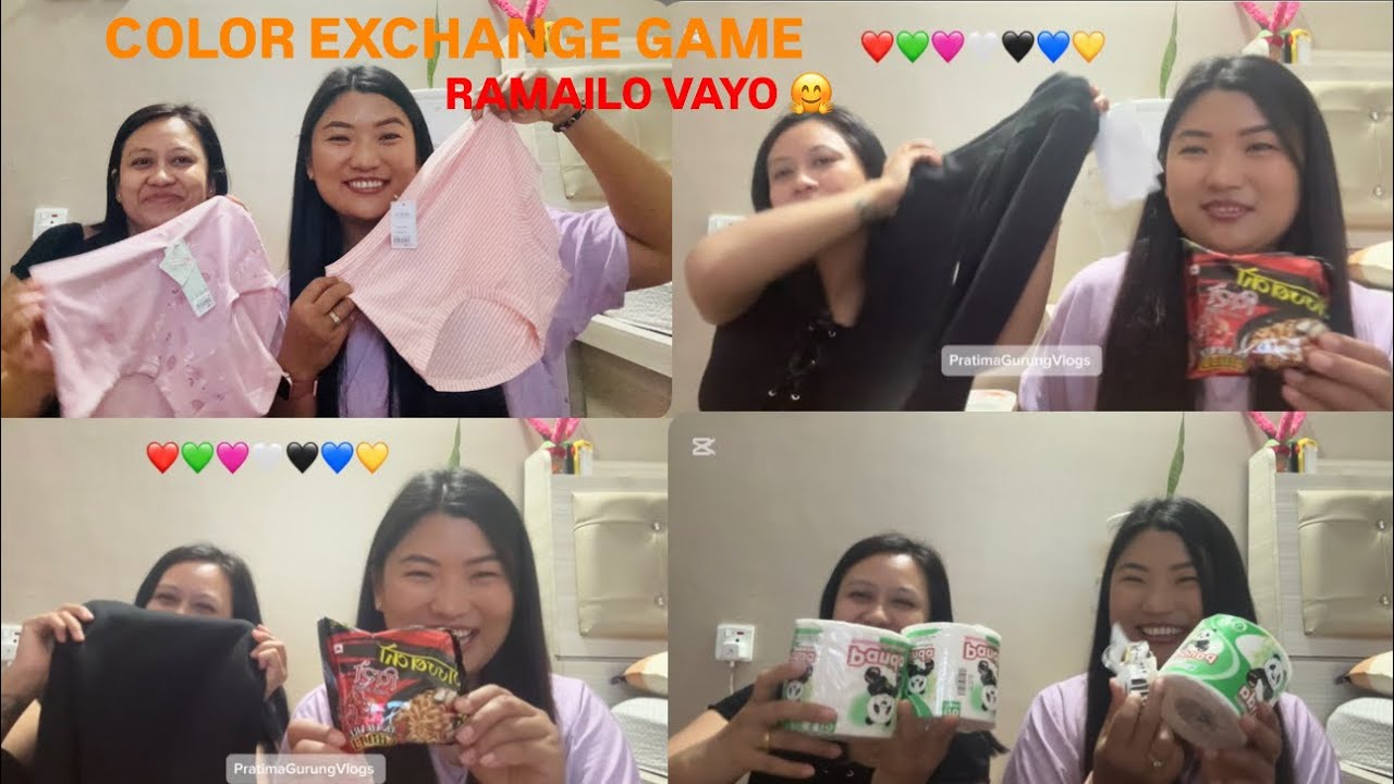 DIFFERENT COLOR GIFT EXCHANGE CHALLENGE 😱❤️ WITH CHILDHOOD FRIEND /GHARMAI PAANI PURI RA CHAPATE KHA