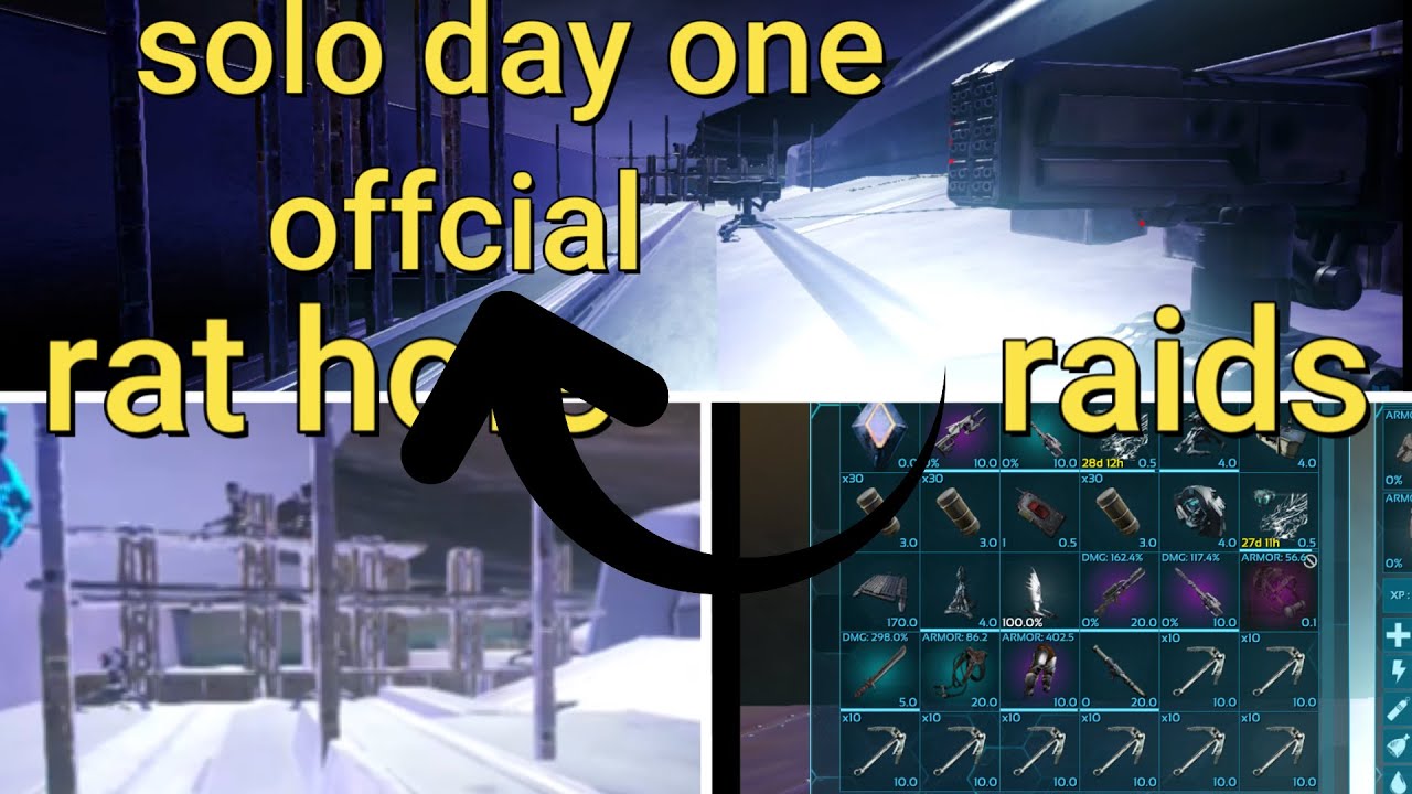 ARK OFFCIAL SOLO (day 1)/BUILDING in a OP RAT HOLE,RAIDS s2 ep1