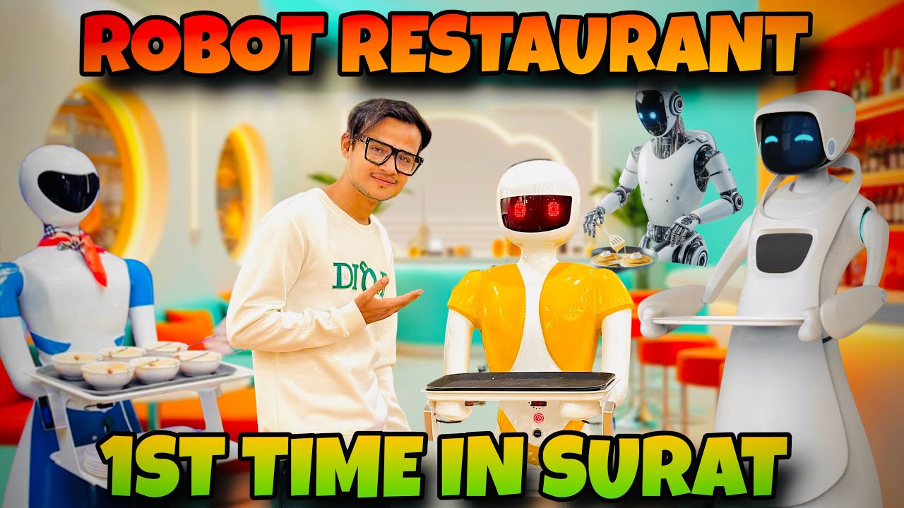 ROBOT RESTAURANT  🤖 IN SURAT🤯 Watc full video (robot restaurant food review 🤫) 