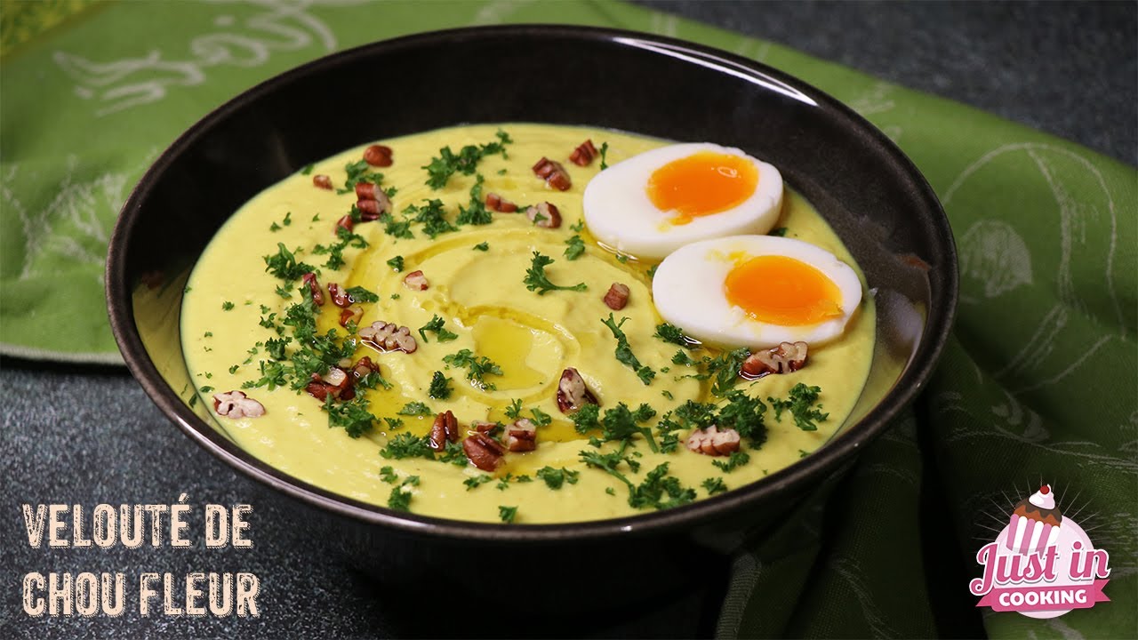 Recette de Velouté de Chou-Fleur au Curcuma, Crème de Coco et Œuf Mollet