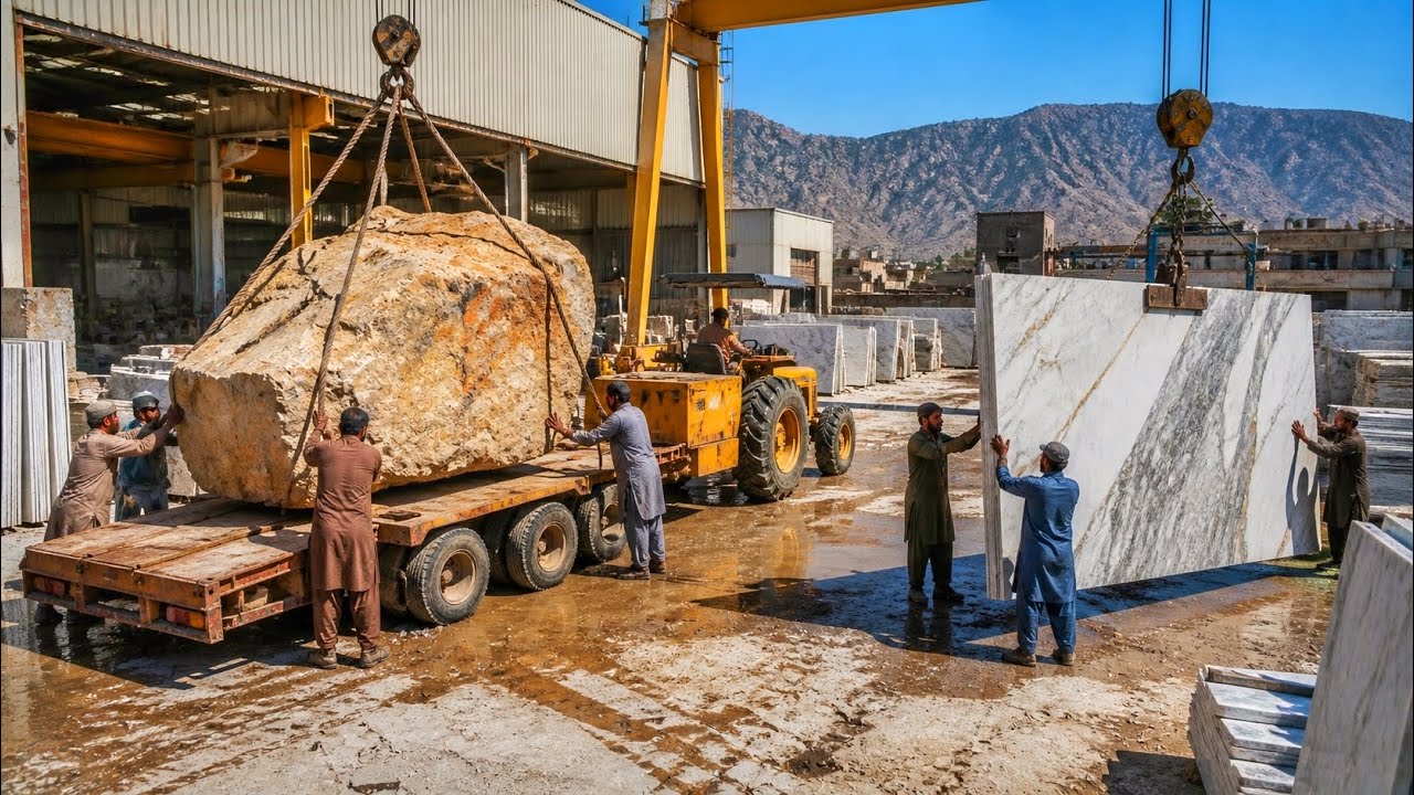 Modern Marble Factory | Huge Stone Cutting & Largest Marble Manufacturing Process