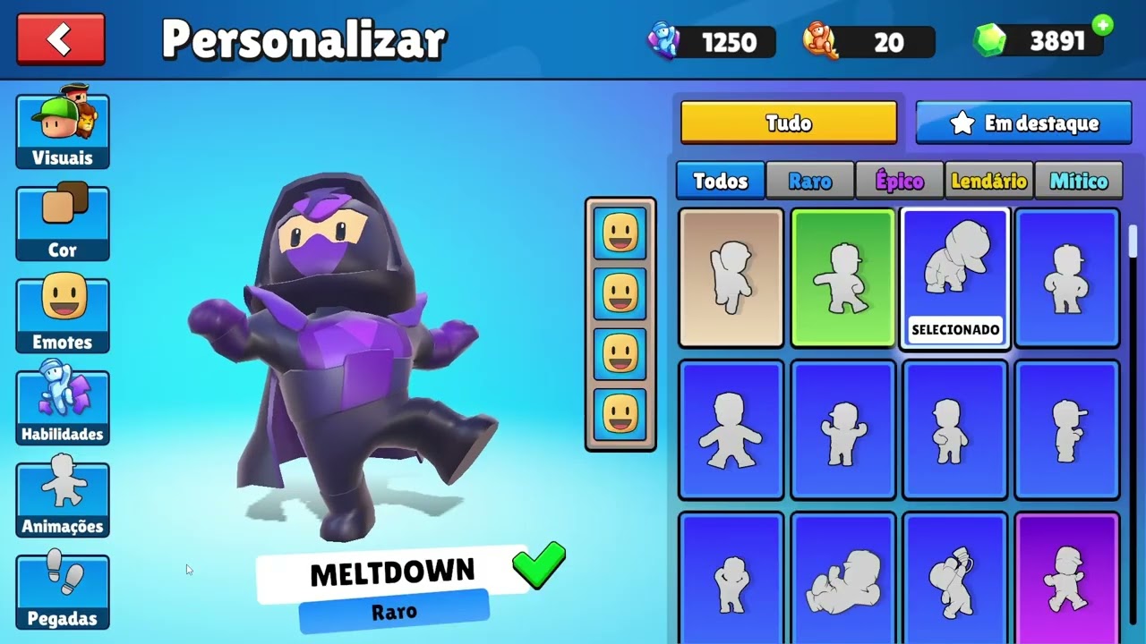 Mostrando novas skins do passe novo do stumble guys!