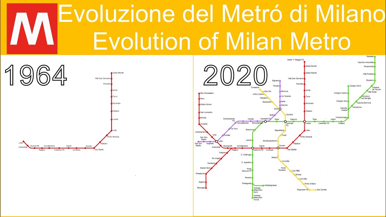 Evoluzione della Metropolitana di Milano (1964→2020)