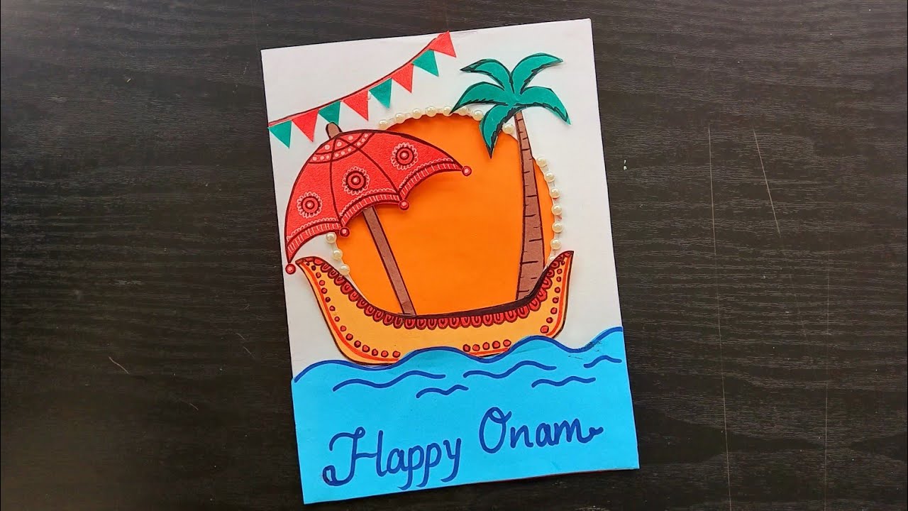 Handmade Onam Greeting Card / Onam Festival Wishing Card/ Onam Craft Ideas