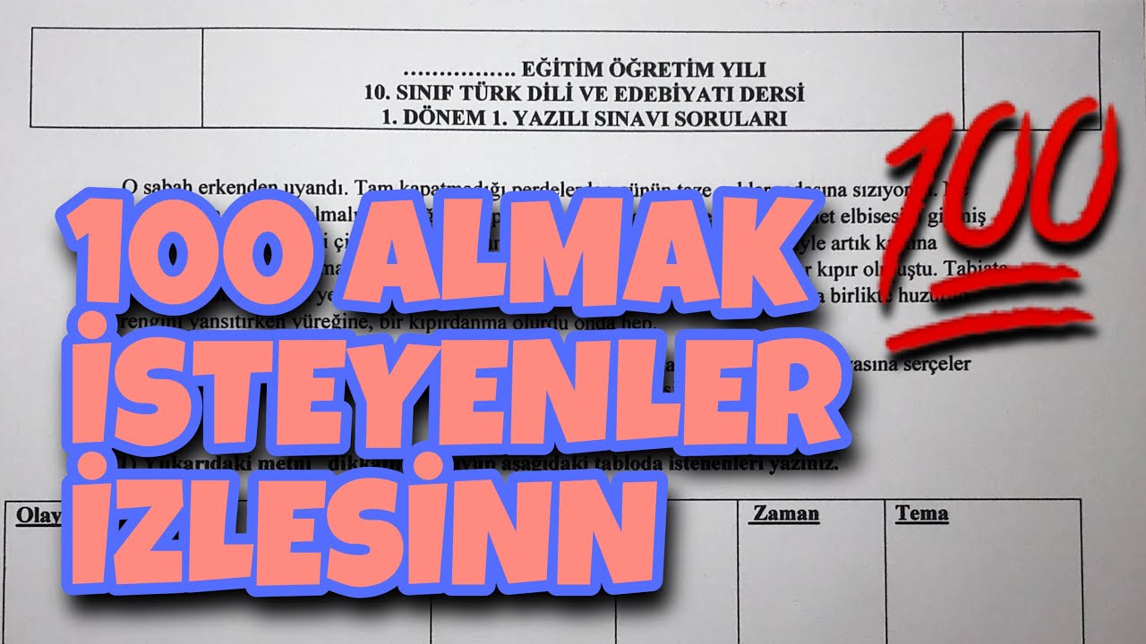 10.Sınıf Edebiyat 1.Dönem 1.Yazılı