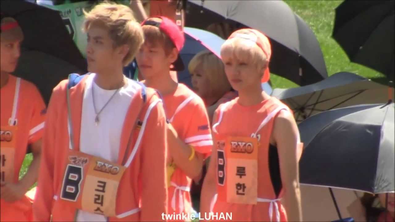 130903 아육대 EXO LUHAN focus 수호 100m 예선 응원하는 exo